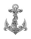 Hand Drawn Vintage Ship Anchor Tattoo Royalty Free Stock Photo