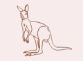 Hand-drawn vintage sketch of kangaroo, vector sepia illustration