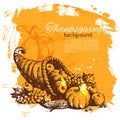 Hand drawn vintage Thanksgiving Day background