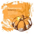 Hand drawn vintage Thanksgiving Day background