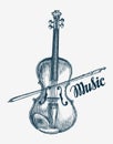 Hand drawn violin vector illustration. Sketch musical instrument Royalty Free Stock Photo