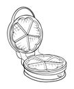 Hand drawn waffle iron ink sketch. Doodle icon kitchenware. Outline element. Royalty Free Stock Photo