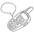 Hand drawn walkie talkie. Radio station with an empty message cloud Royalty Free Stock Photo