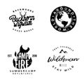 Hand drawn wanderlust logotypes, wilderness badges