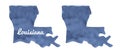 Watercolour illustration set of Louisiana State Map in blue color gradient with artistic brush strokes. Royalty Free Stock Photo