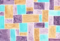 Watercolor abstract background with multicolored squares