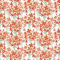 Hand drawn watercolor abstract orange daisy flowers bouquet seamless pattern isolated on white background. Can be used for textile Royalty Free Stock Photo