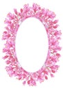 Hand drawn watercolor abstract pink daisy flowers frame border isolated on white background. Can be used for cards, album, poster Royalty Free Stock Photo