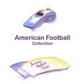Hand-drawn watercolor American football illustration