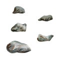 Hand drawn watercolor aquarium rocks, stones and pebbles for bed. Marine exotic underwater illustration. Isolated object