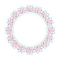 Hand drawn watercolor beautiful snow flakes wreath frame border isolated on white background. Can be used for cards, labels, Royalty Free Stock Photo