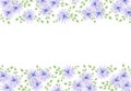 Hand drawn watercolor blue daisy flowers border frame isolated on white background. Can be used for post card, wedding invitation Royalty Free Stock Photo
