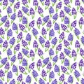 Hand drawn watercolor blue and purple abstract hyacinth seamless pattern on white background. Gift-wrapping, textile, fabric,