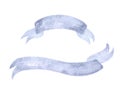 Hand Drawn watercolor blue ribbon. Isolated.