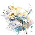 Hand drawn watercolor bouquet of white roses. Vector illustration. Generative AI Royalty Free Stock Photo