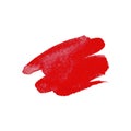 Hand drawn watercolor bright red brush strokes with rough edge on white background Royalty Free Stock Photo