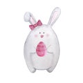 Hand drawn watercolor easter bunny with pink egg