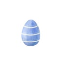 Hand drawn watercolor blue easter egg