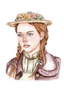 Watercolor Anne with E