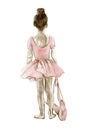 Watercolor dancing small ballerinas