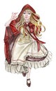 watercolor runnung girl from red Riding Hood Royalty Free Stock Photo