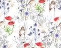 Hand-drawn watercolor floral seamless pattern Royalty Free Stock Photo