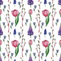 Hand drawn watercolor floral Seamless pattern Royalty Free Stock Photo