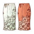 Hand Drawn Watercolor Floral Skirts With Tropical Baroque Print