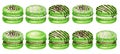 Hand drawn watercolor french macaron cakes set. Green fruit Pastry dessert Isolated on white background colorful mint Royalty Free Stock Photo