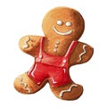 Hand drawn watercolor gingerbread man. Cute concept for