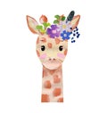 Watercolor giraffe portrait. Royalty Free Stock Photo