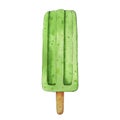 Hand drawn watercolor tasty green stick ice cream