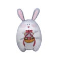 Hand drawn watercolor grey easter bunny with basket