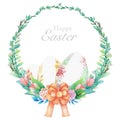Hand drawn watercolor happy easter card. Royalty Free Stock Photo