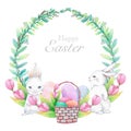 Hand drawn watercolor happy easter card. Royalty Free Stock Photo