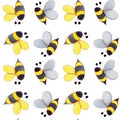 Hand drawn Watercolor Honey Bee Seamless Pattern for card making, paper, textile and printing Royalty Free Stock Photo