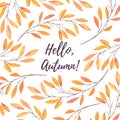 Hand drawn watercolor illustration. Background with Fall leaves. Royalty Free Stock Photo