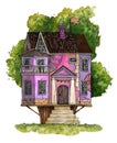 Cute pink house on the tree.