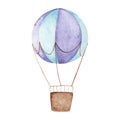 Hand drawn watercolor illustration - hot air balloon. Royalty Free Stock Photo