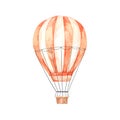 Hand drawn watercolor illustration - hot air balloon in the sky. Retro airship. Perfect for baby prints, children posters, home Royalty Free Stock Photo