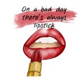 Hand drawn watercolor illustration - Painted lips