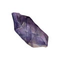 Hand drawn watercolor illustration precious semiprecious jewel gem crystal chakra birth stone. Amethyst fluorite purple