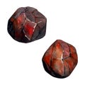 Hand drawn watercolor illustration precious semiprecious jewel gem crystal chakra birth stone. Garnet ruby agate. Set of