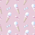 Hand drawn watercolor illustration seamless pattern pastel baby