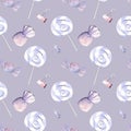 Hand drawn watercolor illustration seamless pattern pastel sweet