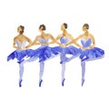 Hand-drawn watercolor illustration: set of dancing ballerinas. Vector Royalty Free Stock Photo