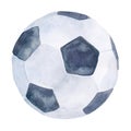 Hand drawn watercolor illustration: soccer ball isolated on white background