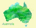 Hand drawn watercolor map of Australia on white Royalty Free Stock Photo