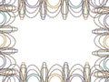 Hand drawn watercolor Mardi Gras carnival symbols. Garland hanging glass bead pearl strings, gold purple green