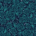 Hand drawn watercolor mint roses floral seamless pattern Royalty Free Stock Photo